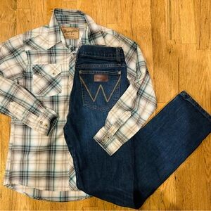 WRANGLER youth boy rodeo shirt & Jeans XL 18 slim
